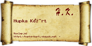 Hupka Kürt névjegykártya